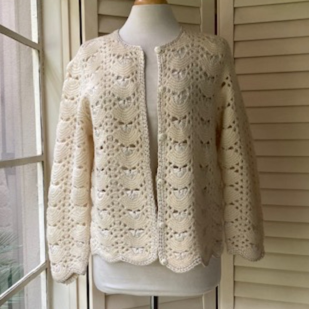 1950's Crochet and Ribbon Cardigan